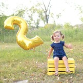 Balónek fóliový narozeniny číslo 2 zlatý 86cm